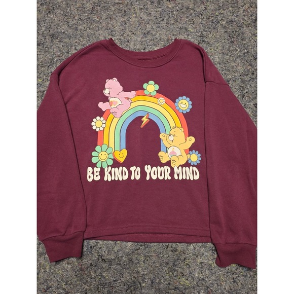 Care Bears Other - 989 Care Bears Kids Maroon Be Kind To Your Mind Graphic Sweatshirt L 10/12